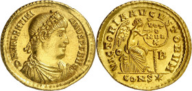 * (368 d.C.). Valentiniano I. Constantinopla. Sólido. (Spink 19289) (Co. 48) (RIC. 26a). Anv.: D. N. VALENTINIANVS P. F. AVG. Su busto diademado, drap...