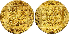 Almohades. Muhammad ibn Yakub. Bijayah. Medio dinar. (V. 2072) (Hazard 473). Bella. Muy rara. 2,30 g. EBC. Ex Áureo & Calicó Selección 2021, nº 23....