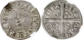 Alfons II (1285-1291). Barcelona. Croat. (Cru.V.S. 331) (Cru.C.G. 2148). Anv.: LFOSVSDEIGRCIREX. Rev.: Roel en 1er y 4º cuartel. -CIVI-TS-BCh-NON. Enc...