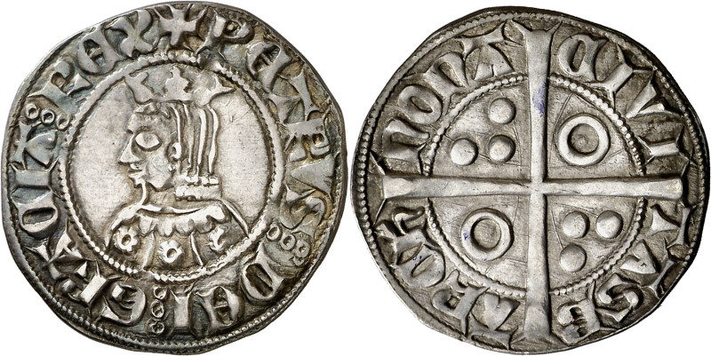 Pere III (1336-1387). Barcelona. Croat. (Cru.V.S. 402.1) (Cru.C.G. 2220d). Anv.:...