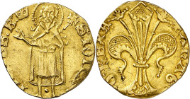 Alfons IV (1416-1458). València. Florí. (Cru.V.S. 811.1 var) (Cru.Comas 89 var. 4) (Cru.C.G. 2832c). Anv.: SIOH-NNESB. Rev.: RG-OREXA . Marca: corona....