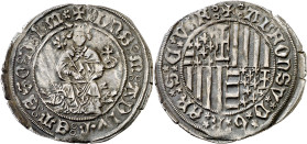 Alfons IV (1416-1458). Àquila. Carlí. (Cru.V.S. falta) (Cru.C.G. falta) (MIR. 74) (Vall-llosera 22). Anv.: Rey en el trono. DNSMDIVTETEGODIM/. Rev.: A...