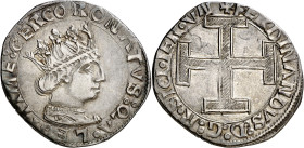 Ferran I de Nàpols (1458-1494). Nàpols. Coronat. (Cru.V.S. 1011) (Cru.C.G. 3413) (MIR. 68) (Vall-llosera 123b). Anv.: Busto a derecha. CORONTVSQLEGITI...