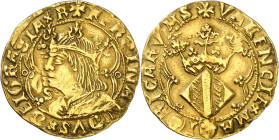 Ferran II (1479-1516). València. Ducat. (Cru.V.S. 1210) (Cru.C.G. 3119). Anv.: Busto a izquierda, S delante. FERDINANDVSDEI GRACIAR. Rev.: Armas de Va...