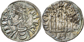 Sancho IV (1284-1295). León. Cornado. (AB. 299.5). Anv.: Busto a izquierda. SNC-IIREX. Rev.: Castillo con - y en la puerta. CSTEL-LE LE-GIONIS. Bella ...