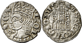 Alfonso XI (1312-1350). León. Cornado. (AB. 338.1). Anv.: Busto a izquierda. ANFON-S REX. Rev.: Castillo con L-, L debajo. CSTELE LEGIONIS. Bella. Vel...