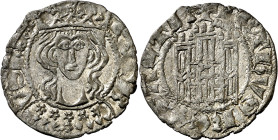 Pedro I (1350-1368). Burgos. Cornado. (AB. 396). Anv.: Busto de frente. PETR-VS REX. Rev.: Castillo, B debajo. PETRVS REX CASTEL. Bella. Brillo origin...