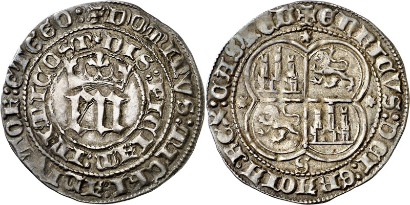 Enrique III (1390-1406). Sevilla. Real. (AB. 585.1). Anv.: EN coronada. DOMINVSM...