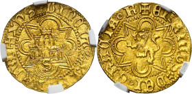 Enrique IV (1454-1474). Sevilla. Medio castellano. (AB. falta) (M.R. 23.15). Anv.: Castillo, S debajo. XPSVINCITXPSRENA. Rev.: León. ENRICUSDEIGRACIAR...