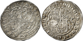 Enrique IV (1454-1474). Segovia. Real de anagrama. (AB. 712). Anv.: hEN coronadas. XPSVINCITXPSREGNATX. Rev.: Castillos y leones cuartelados, acueduct...