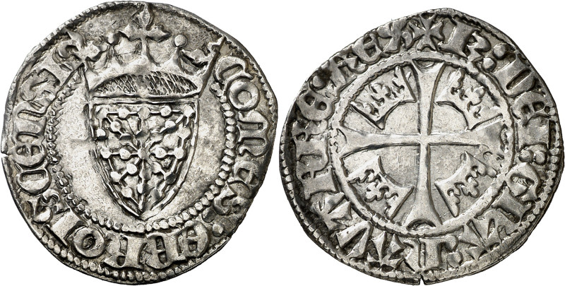 Carlos el Noble (1387-1425). Navarra. Gros. (Cru.V.S. 251) (R.Ros 3.15.1). Anv.:...