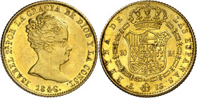 1846. Isabel II. Barcelona. PS. 80 reales. (AC. 715). Rayitas. Brillo original. 6,75 g. EBC/EBC+.