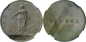 1870. Gobierno Provisional. 100 pesetas. (AC. 43). Prueba de anverso. Encapsulada. Muy rara. EBC. Ex Colección Elariz.