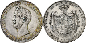Alemania. Reuss-Obergreiz. 1848. Enrique XX. A (Berlín). 2 talers. (KM. 105). Bella. Preciosa pátina. Rara. AG. 37,05 g. EBC.