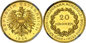 * Austria. 1924. 20 coronas. (Fr. 519) (KM. 2830). En cápsula de la NGC como MS63, nº 2149030-017. Bella. Rara. AU. S/C-. Moneda exenta del pago de ta...