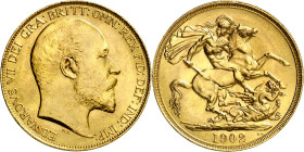 Gran Bretaña. 1902. Eduardo VII. 2 libras. (Fr. 399) (KM. 806). Bella. Escasa así. AU. 15,96 g. EBC+.