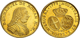 * Orden de Malta. 1778. Emmanuel de Rohan. 20 escudos. (Fr. 43) (KM.311). Bella. Brillo original. Muy rara. AU. 16,62 g. S/C-/EBC+. Moneda exenta del ...