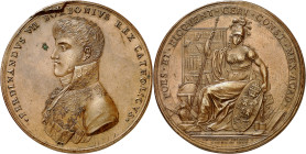 1809. Fernando VII. México. Real y Pontificia Universidad. Proclamación. (Grove F-38a) (Ha. 34 var) (Medina 320) (Ruiz Trapero 404) (V. 229). Grabador...