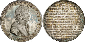 1814. Fernando VII. Chile. Reconquista de Santiago. (Medina Col. 82) (Ruiz trapero 467 var metal) (V. 309 var metal) (V.Q. 14208). Anv.: (A)FERNANDOVI...