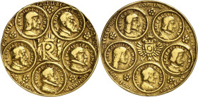 Austria. 1594. Rodolfo II. Los primeros emperadores de Habsburgo. Anv.: LPHIIIET - DEMQ DOM - HONOREM - NORIFVM - CPRIVIL. R coronada sobre una espada...