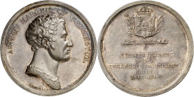 Gran Bretaña. 1813-1814. Celebración de las victorias de Wellington en la guerra peninsular. Grabador: F. Stuckhart. Bella pátina. Rara. Plata. 16,38 ...