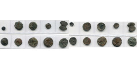 LITTORAL DE LA MER NOIRE, OLBIA, lot de 10 bronzes: 4e-3e s. av. J.-C., T. fém./Dauphin et épi de blé; Dieu-fleuve/Hache et carquois (2), Déméter/Daup...