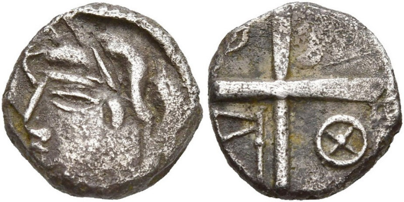 GAULE CELTIQUE, Ruteni, AR drachme, vers 58-51 av. J.-C. Type de Belvès. D/ T. à...