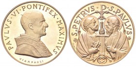 ROMA. Paolo VI (Giovanni Battista Montini), 1963-1978. Medaglia devozionale s. d. opus P. Giampaoli ed E. Pagani. Æ, gr. 31,00 mm 44,4. Dr. PAVLVS VI ...