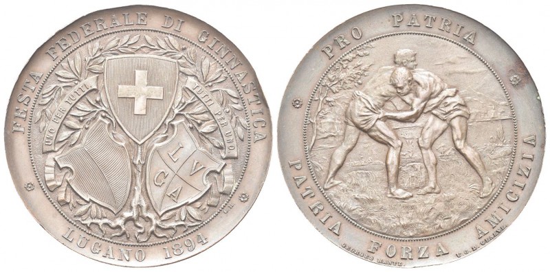 SVIZZERA. Canton Ticino. Medaglia 1894 Feste federale di ginnastica Lugano opus ...