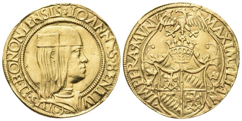 BOLOGNA. Giovanni II Bentivoglio, 1463-1506. Doppio Ducato. Au, gr. 6,82. Dr. IO...