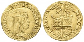 BOLOGNA. Giovanni II Bentivoglio, 1463-1506. Ducato. Au, gr. 3,45. Dr. IOANNES BENT - OLVS II BONONIEN. Busto con berretto a d. Rv. MAXIMILI - ANI MVN...
