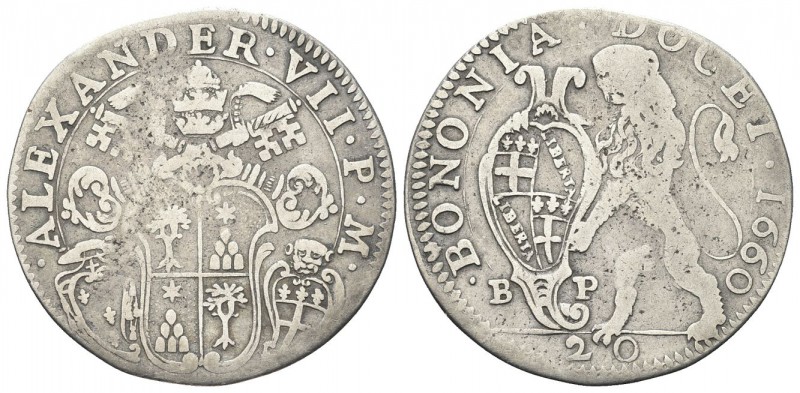 BOLOGNA. Alessandro VII (Fabio Chigi), 1655-1667. Lira 1660. Ag, gr. 6,05. Dr. A...