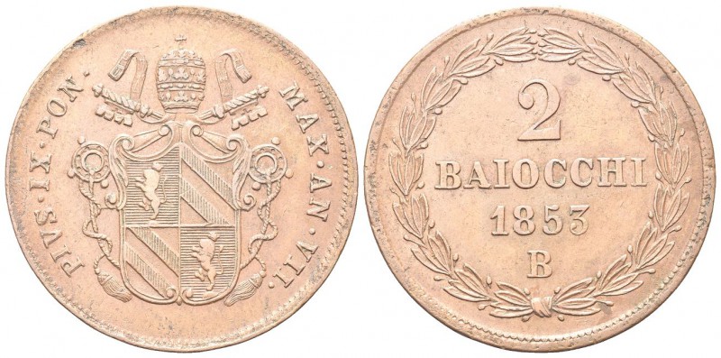 BOLOGNA. Pio IX (Giovanni Maria Mastai Ferretti), 1846-1878. 2 Baiocchi 1853 a. ...
