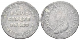 FERMO. Pio VI (Giannangelo Braschi), 1775-1799. Madonnina da 5 Baiocchi 1797 a. XXIII. Æ, gr. 17,30. Dr. PIVS PAPA SEXTVS ANNO XXIII 1797. BAIOC / CIN...