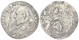 FERRARA. Clemente VIII (Ippolito Aldobrandini), 1592-1605. Testone 1598. Ag, gr. 9,25. Dr. CLEMENS - VIII PONT MAX. Busto a s., con piviale, di fronte...