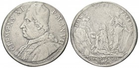 ROMA. Clemente XI (Gian Francesco Albani), 1700-1721. Piastra 1707 a.VII. Ag, gr. 31,08 . Dr. CLEMENS XI - P M AN VII. Busto con camauro, mozzetta e s...