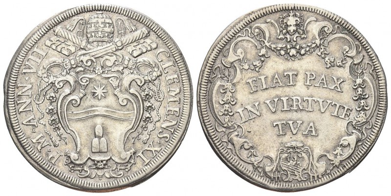 ROMA. Clemente XI (Gian Francesco Albani), 1700-1721. Piastra a. VII. Ag, gr. 31...