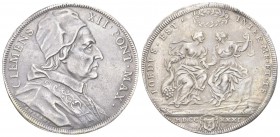 ROMA. Clemente XII (Lorenzo Corsini), 1730-1740. Piastra 1731. Ag, gr. 31,69. Dr. Busto a d. Rv. Le figure allegoriche dell’Abbondanza e della Giustiz...