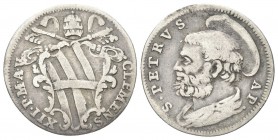 ROMA. Clemente XII (Lorenzo Corsini), 1730-1740. Grosso 1735 a. V. Ag, gr. 1,18 . Dr. CLEMENS - XII P M A V. Stemma entro cornice sormontato da trireg...