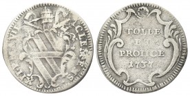 ROMA. Clemente XII (Lorenzo Corsini), 1730-1740. Grosso 1737 a. VII. Ag, gr. 1,20 . Dr. CLEMENS - XII P M A VII. Stemma sormontato da triregno e chiav...