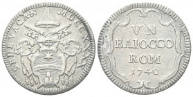 ROMA. Sede Vacante, Camerlengo Card. Annibale Albani, 1740. Baiocco 1740. Æ, gr. 11,37. Dr. SEDE VACAN - MDCCXXXX. Stemma sormontato da chiavi decussa...