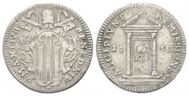 ROMA. Benedetto XIV (Prospero Lorenzo Lambertini), 1740-1758. Grosso 1750 Giubileo a. XI. Ag, gr. 1,03 . Dr. BENED XIV - P M A XI IVB. Stemma sormonta...