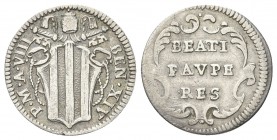 ROMA. Benedetto XIV (Prospero Lorenzo Lambertini), 1740-1758. Mezzo Grosso 1748 a. VIII. Ag, gr. 0,65 . Dr. BEN XIV - P M A VIII. Stemma sormontato da...