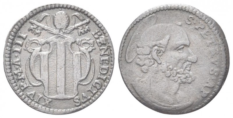 ROMA. Benedetto XIV (Prospero Lorenzo Lambertini), 1740-1758. Quattrino 1743 a. ...