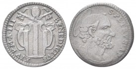 ROMA. Benedetto XIV (Prospero Lorenzo Lambertini), 1740-1758. Quattrino 1743 a. III. Æ, gr. 1,93 . Dr. BENEDICTVS - XIV P M A III. Stemma sormontato d...