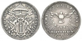 ROMA. Sede Vacante (Cam. Card. Girolamo Colonna), 1758. Doppio Giulio 1758. Ag, gr. 5,20 . Dr. SEDE VACAN - TE MDCCLVIII. Stemma a targa sagomata del ...