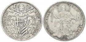 ROMA. Clemente XIII (Carlo della Torre di Rezzonico), 1758-1769. Mezzo Scudo Romano 1759 a. I. Ag, gr. 13,02 . Dr. CLEMENS XIII - PONT MAX A I. Stemma...