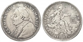 ROMA. Clemente XIII (Carlo della Torre di Rezzonico), 1758-1769. Mezzo Scudo 1760 a. III. Ag, gr. 12,97 . Dr. CLEMENS XIII - PONT M A III. Busto a s. ...