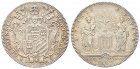 ROMA. Clemente XIII (Carlo della Torre di Rezzonico), 1758-1769. Testone 1763 a. VI. Ag, gr. 7,88. Dr. CLEMENS XIII - PONT M A VI. Stemma sormontato d...