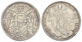 ROMA. Clemente XIII (Carlo della Torre di Rezzonico), 1758-1769. Doppio Giulio 1758 a. I. Ag, gr. 5,17 . Dr. CLEMENS XIII - PONT M AN I. Stemma sormon...